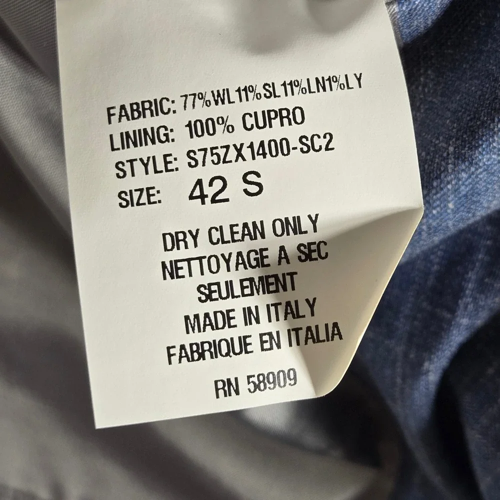Loro Piana On The Move Sport Coat Blazer Mens 42S Cremieux Blue Wool Silk Linen